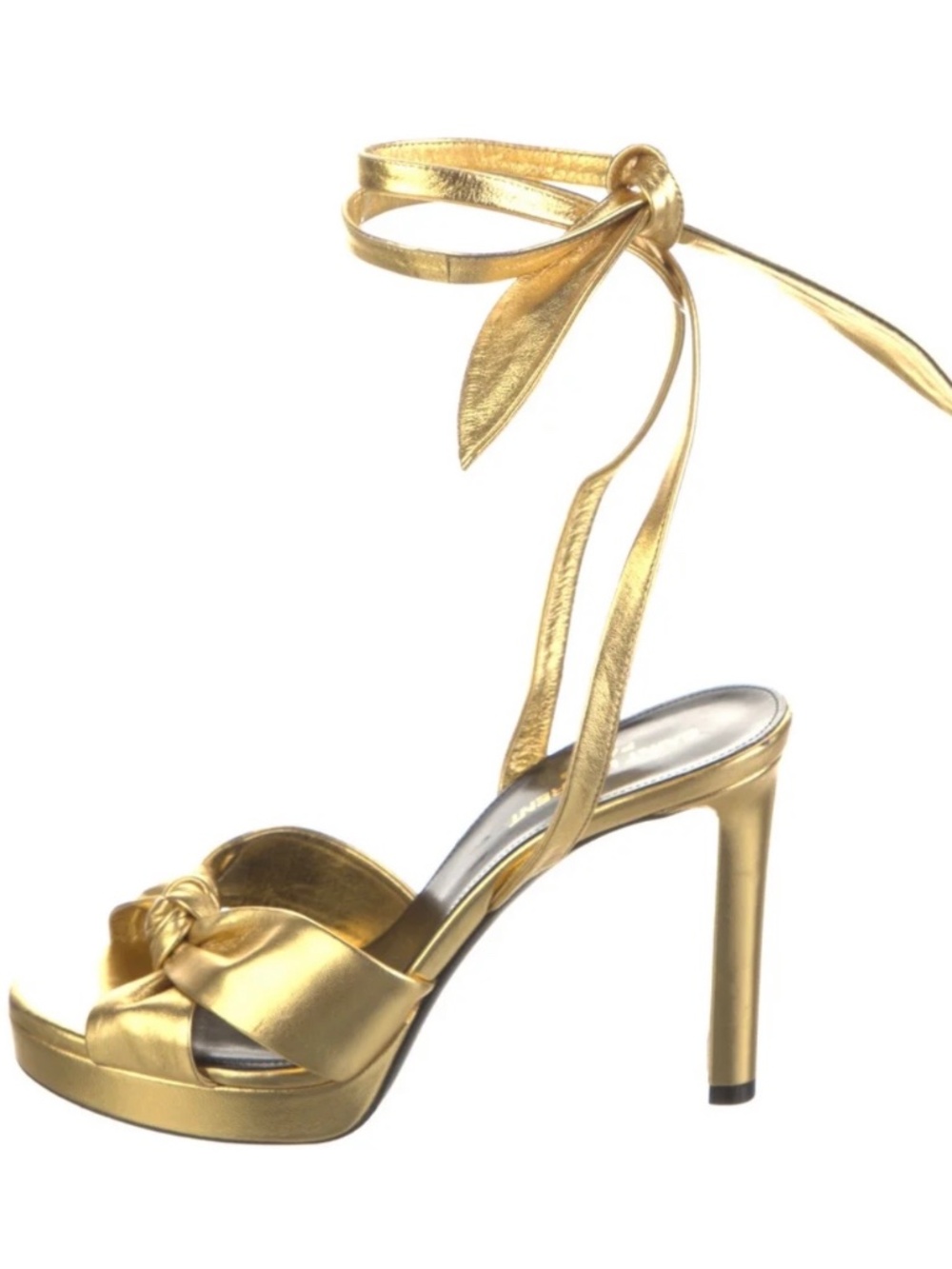 Saint Laurent Metallic Gold Leather Sandals | size 7.5
